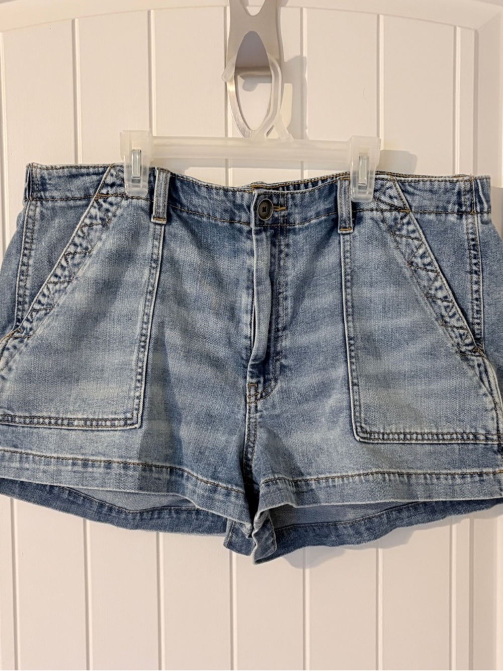 aerie Light Blue Denim Utility Shorts
